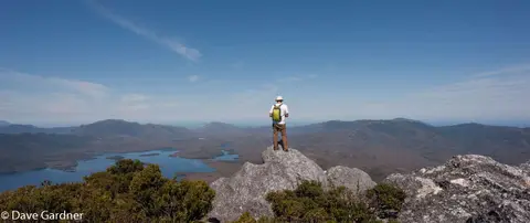 On Top of Mt Rugby. It is several hours of really hard work getting to the top of Mt Rugby, but on a day like this it is worth it.