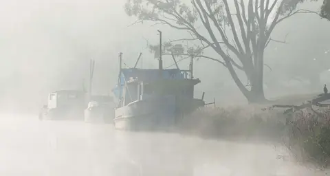 Foggy Morning. Morning mist over the Clarence River at Ulmarra