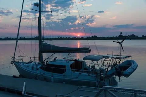 Sunset over Anjea. The sun sets over Anjea at Ulmarra Public Jetty