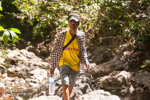 Antonio. . Climbing the valley to the waterfall.