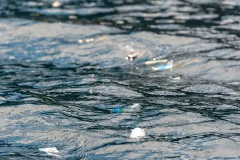 Rubbish on the Current.. The rubbish, mostly plastic, floats in on the strong currents flowing into Lehok Uwada Dasami.