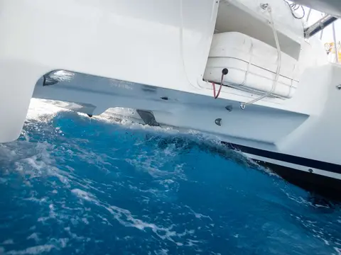 Slam!. Catamarans are prone to 'slamming', when a rough sea collides with the bridge between the hulls.
