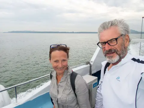 With Anna on the Singapore Ferry.