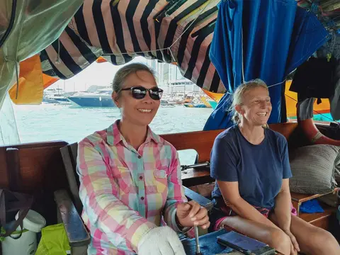 Lesley Gets to Drive Another Sampan.