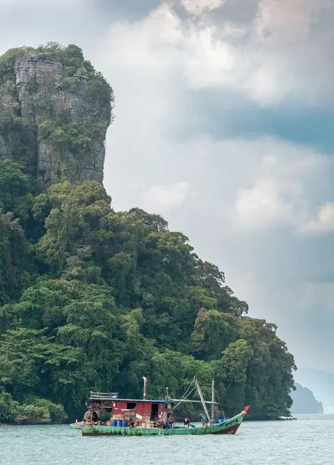 Island and Fishing Boat