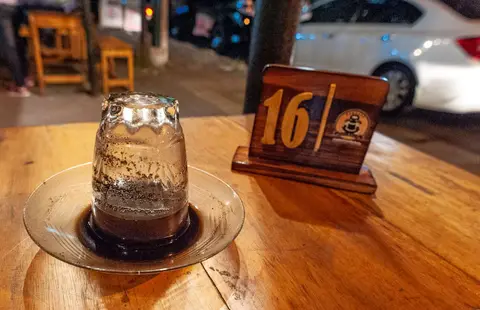 Traditional Upside-Down Coffee. You need good teeth for this stuff.