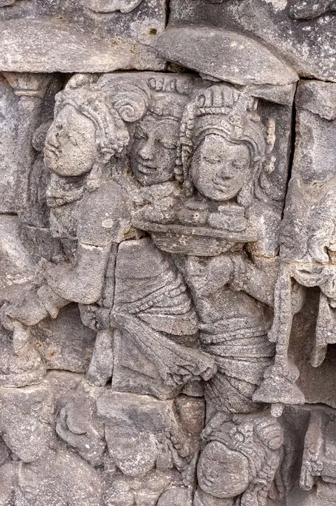 Borobudur Relief Sculpture. Every one of the thousands of panels tells a story.