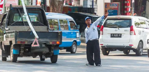 Traffic Clown, I mean Cop. Looks like he's been run over a few times