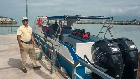 Rebak Ferry. Anjea has a 50hp diesel. With ten times the power the ferry got me home in a hurry!