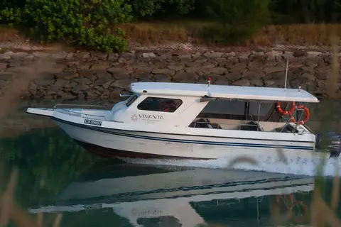 Fast ferry. Two 250 HP outboards push these boats along at well over 20 knots.