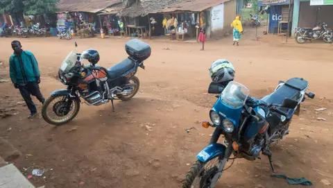 Our bikes. We stopped for a coke in a small village.