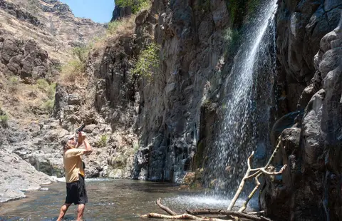 Waterfall. Arthur risks a wet camera.