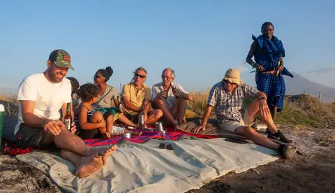 Sundowners on the Island. We waded out to a small island for our last sundowner.