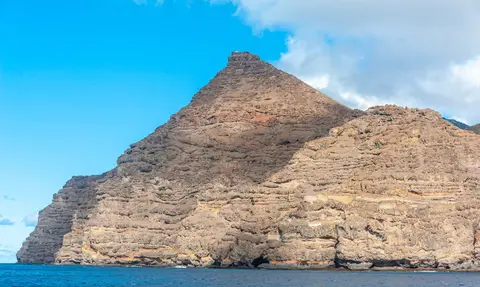 Approaching Saint Helena. It's an isolated volcanic island.