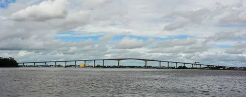 The Jules Wijdenboschbrug Bridge. This enormous bridge connects east and west Suriname.