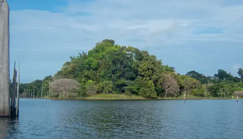 The hills under Brokopondo Lake have become islands.