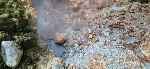 Steam Vent. Volcanic steam vents are common.