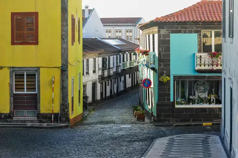 Streetscape. The beautiful streets of Horta township.