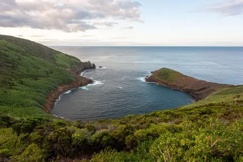 Caldera. The island of Faial is made up of several volcanos. This one is partly submerged.