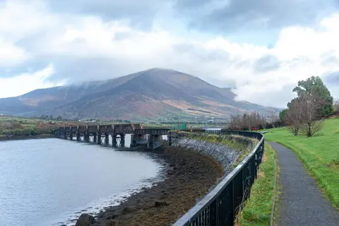 Knocknadobar with the old railway bridge. The disused bridge over the Fertha is still solid and there are plans to turn it into a 'greenway'.