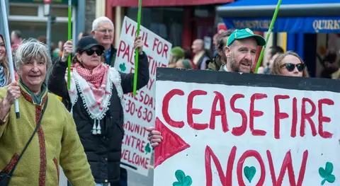 Protestors. Yes, but on St Parick's Day?