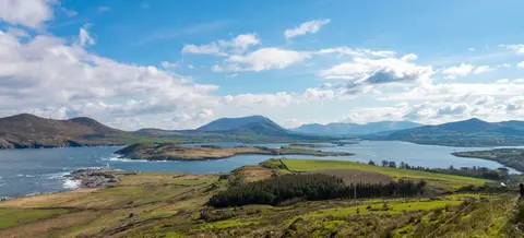 The Fertha. Cahersiveen in the distance and Knocknadobar is the big lump on the left
