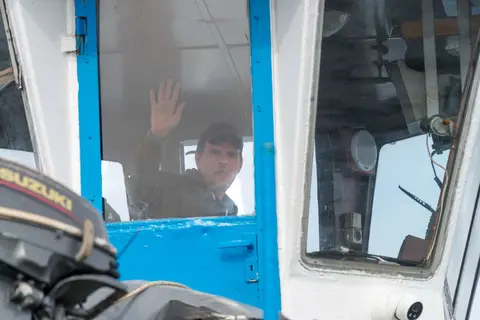 Skipper of the God Met Ons. God knows how he stays awake going back and forth every 20 minutes or so.