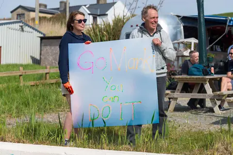 Go Mark!. The sign -- nothing like a bit of encouragement.