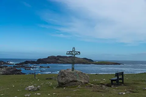 Memorial. Two young lads lost their lives here a few years back.