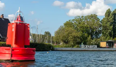 Sixhaven. Our little marina is directly opposite the old city center of Amsterdam.